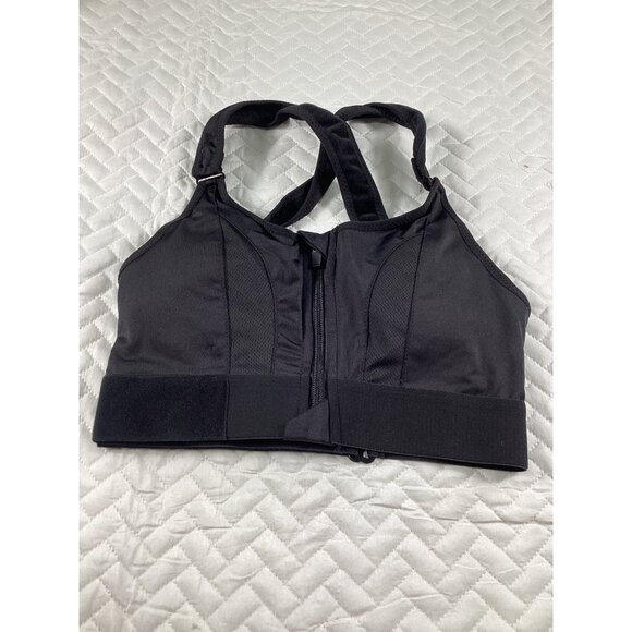 Black Front Closure Sports Bra With Adjustable Straps &Pads Size L Gymwear NWOT - Picture 4 of 8